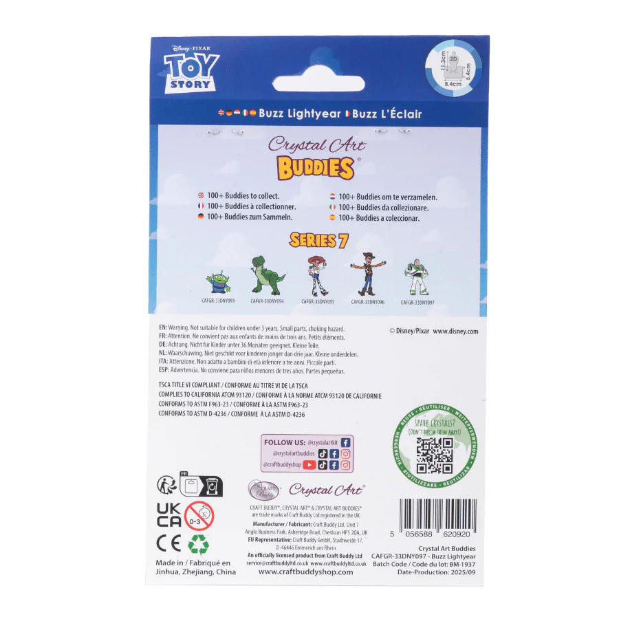 Disney: Buzz Lightyear Crystal Art Buddy Craft Kit Age 6+