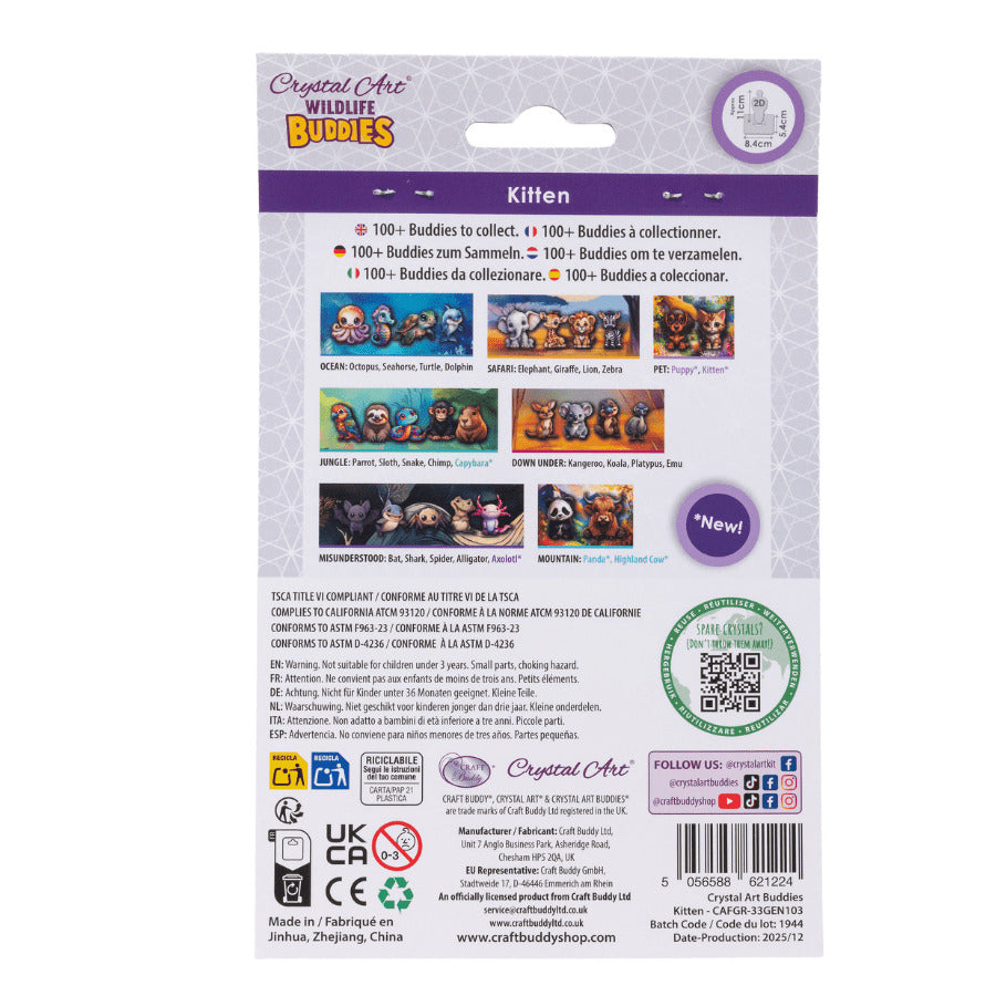 Kitten Crystal Art Buddy Craft Kit Age 6+