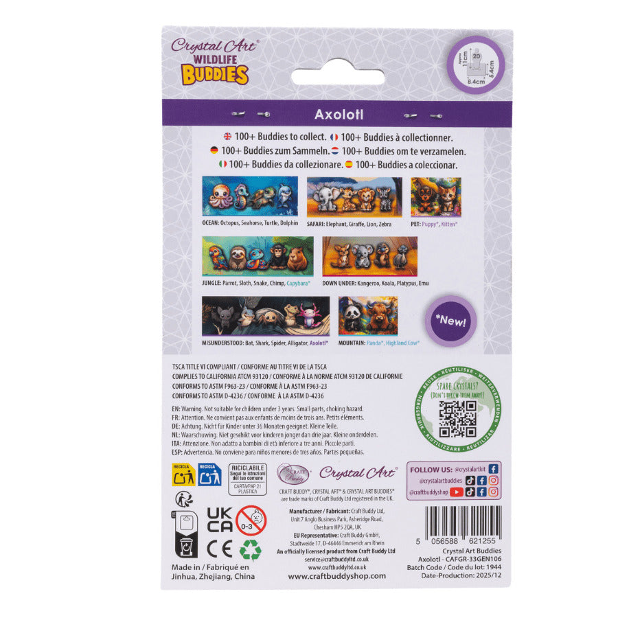 Axoltl Crystal Art Buddy Craft Kit Age 6+