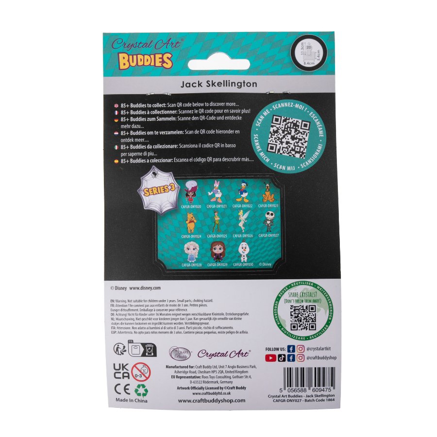 Disney: Jack Skellington Crystal Art Buddy Craft Kit Age 6+