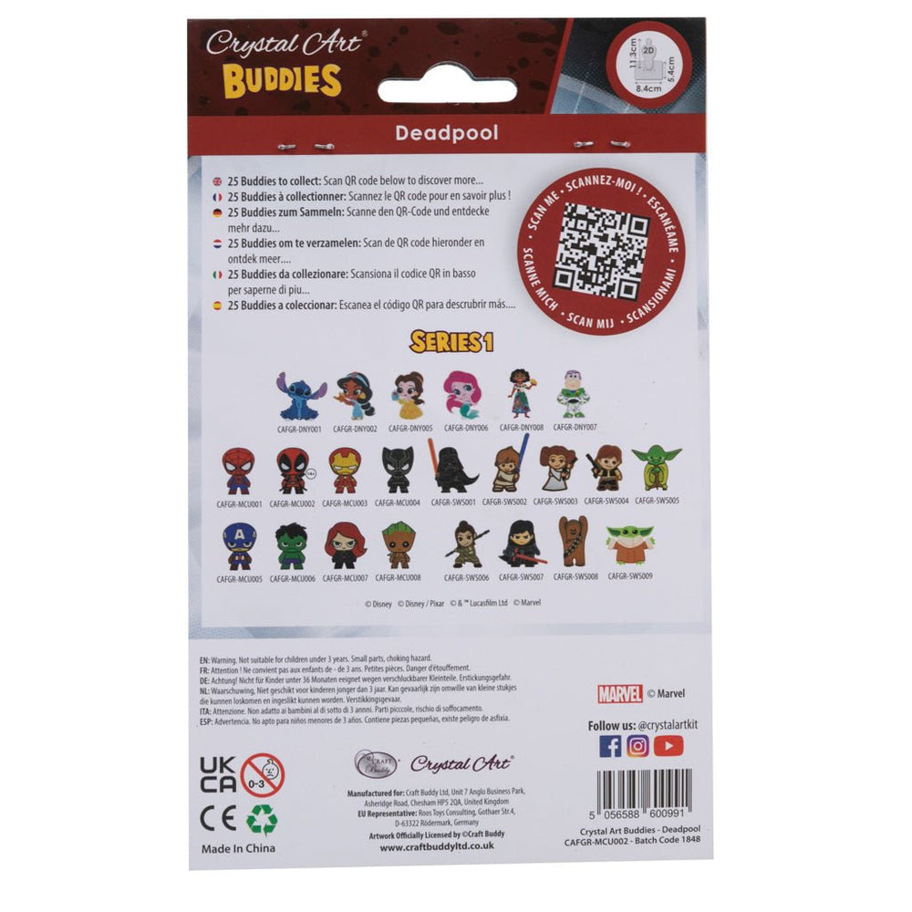 Marvel: Deadpool Crystal Art Buddy Craft Kit Age 6+