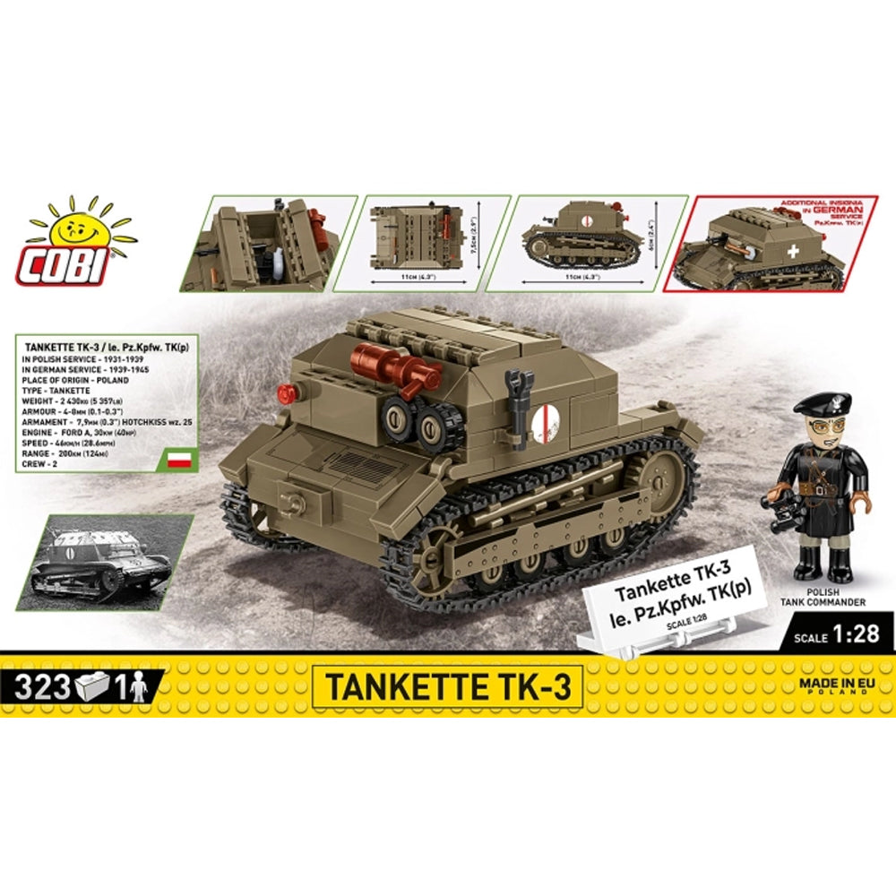 COBI 2658 Tankette TK-3 HC:WWII 1:28 Brick Model 323pcs