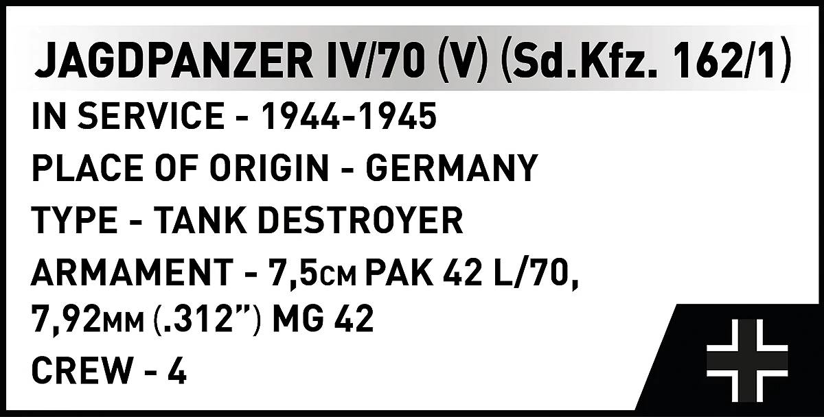 COBI 2668 Jagdpanzer IV/70 (V) (Sd.Kfz.162/1) 1:28 Brick Model 1024pcs