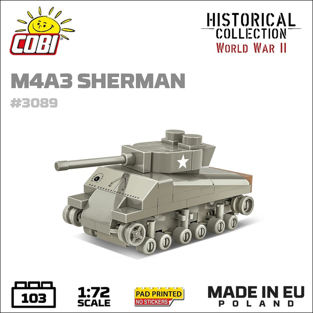 COBI 3089 M4A3 Sherman HC WWII Tank 1:72 Brick Model 103pcs