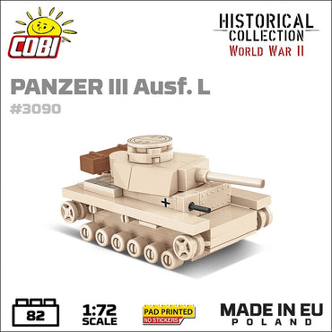 COBI 3090 Panzer III Ausf.L HC WWII Tank 1:72 Brick Model 82pcs