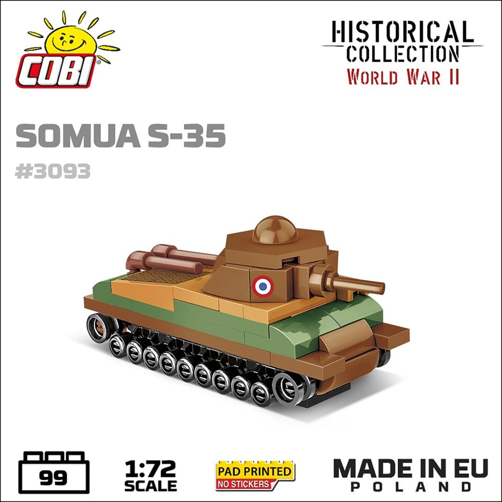 COBI 3093 Somua S-35 HC WWII Tank 1:72 Brick Model 99pcs