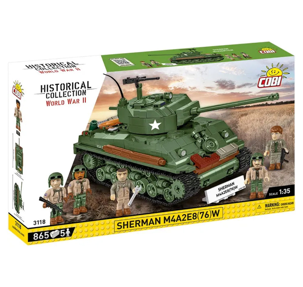 COBI 3118 Sherman M4A2E8(76)W HC:WWII 1:35 Brick Model 865pcs