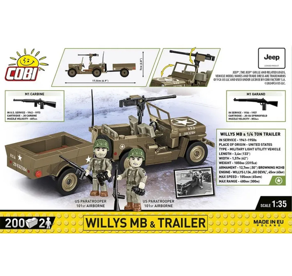 COBI 3132 Willys MB & Trailer 1:35 Brick Model 200pcs