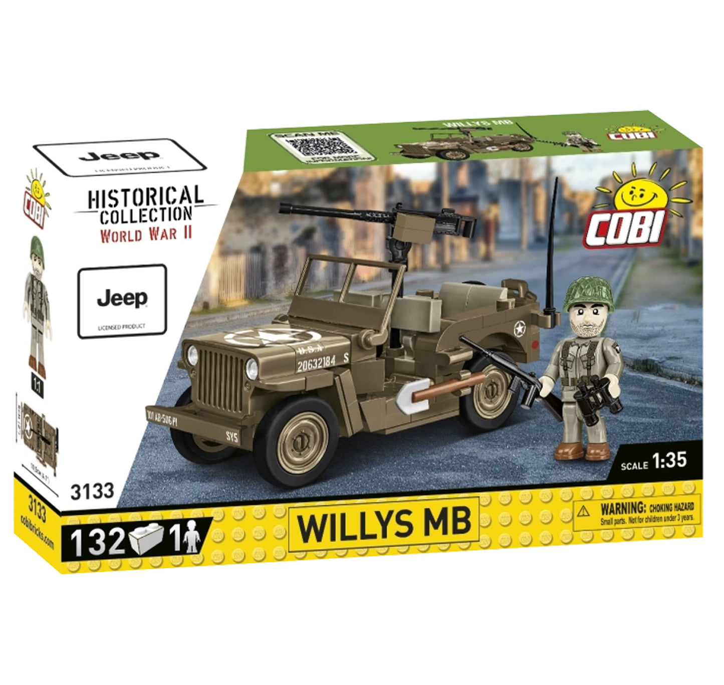 COBI 3133 Willys MB Jeep HC:WWII 1:35 Brick Model 132pcs
