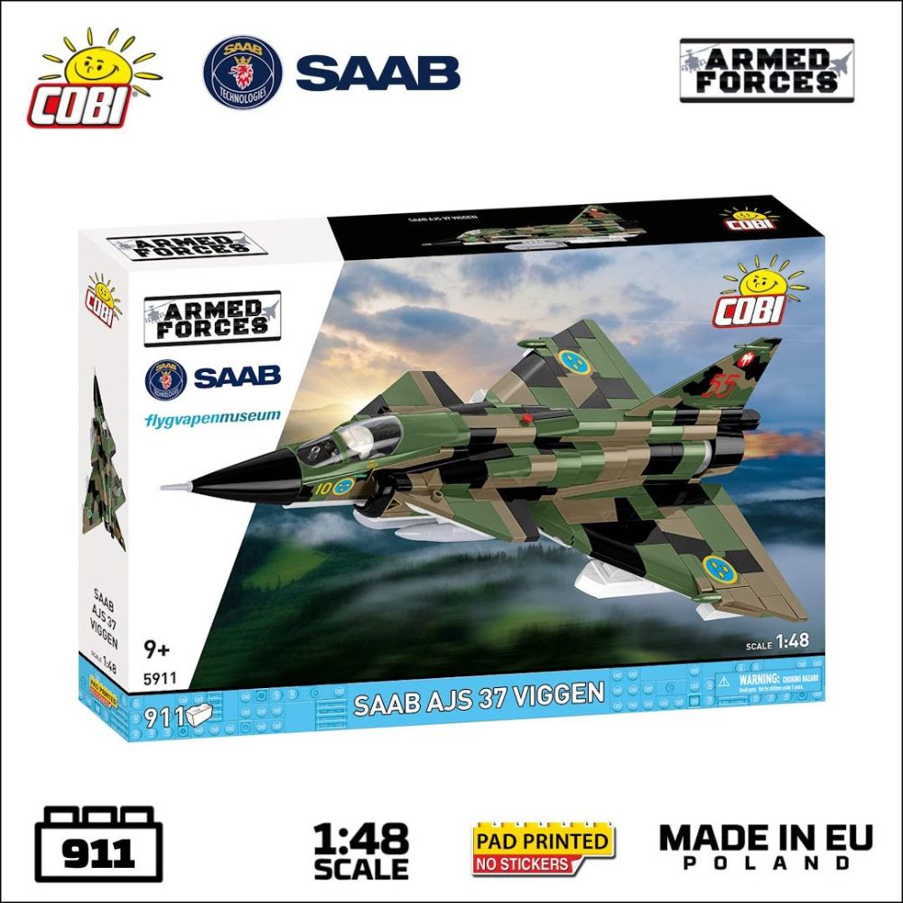 COBI 5911 Armed Forces Saab AJS37 Viggen 1:48 Brick Model 911pcs