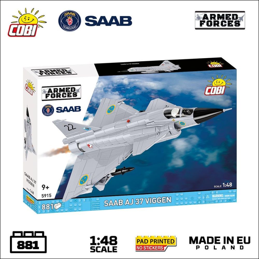 COBI 5912 Armed Forces Saab JA37 Viggen 1:48 Brick Model 811pcs