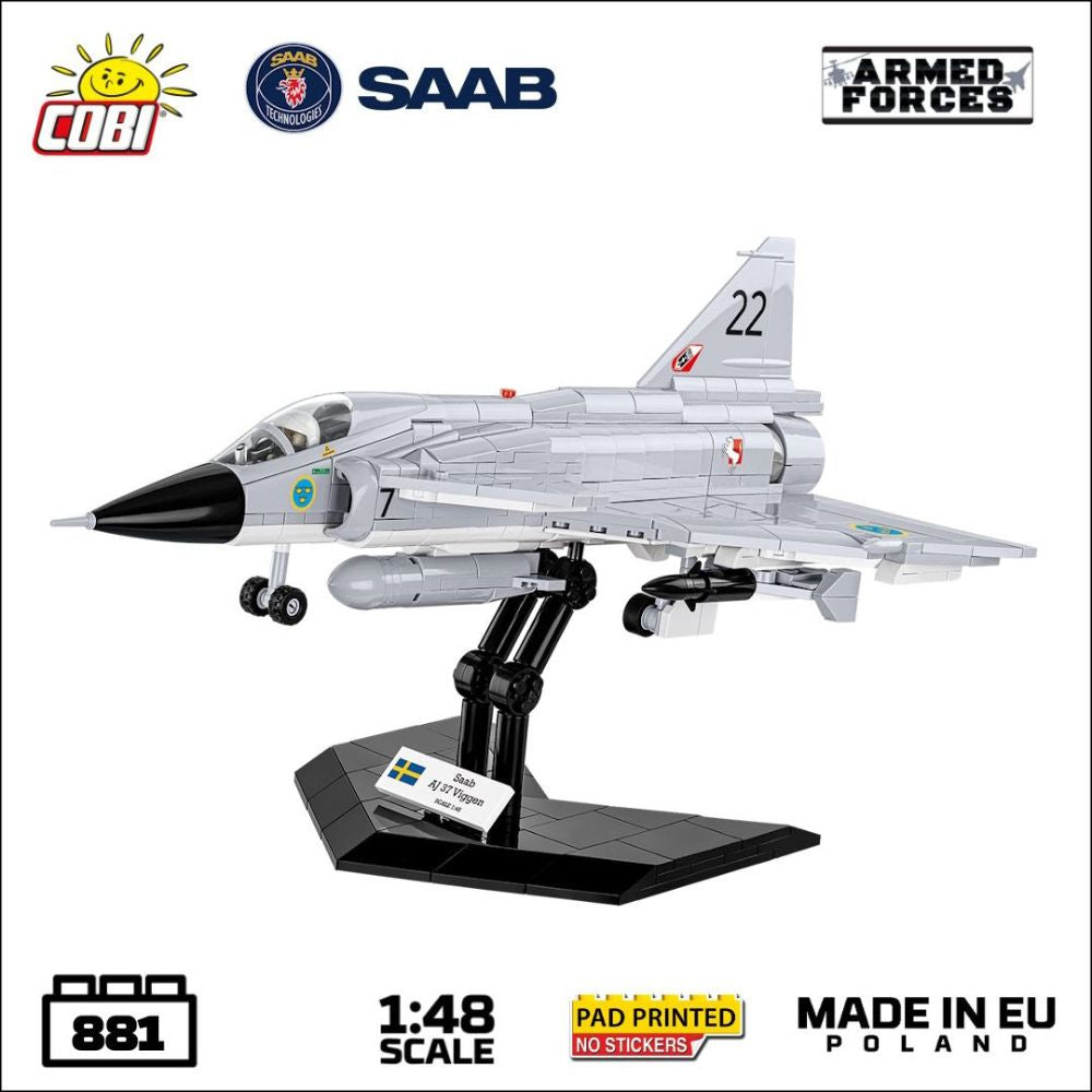 COBI 5915 Armed Forces Saab JA37 Viggen 1:48 Brick Model 811pcs
