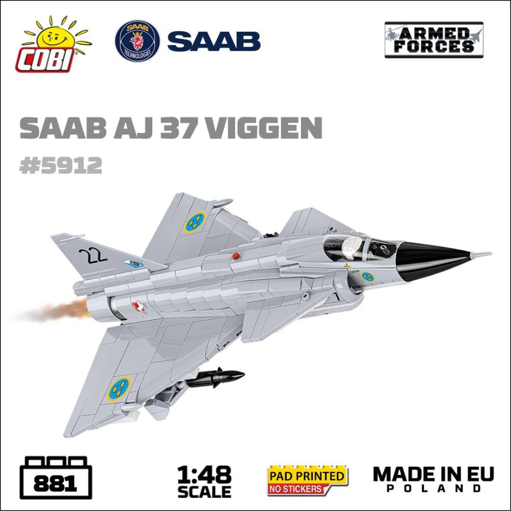 COBI 5912 Armed Forces Saab JA37 Viggen 1:48 Brick Model 811pcs