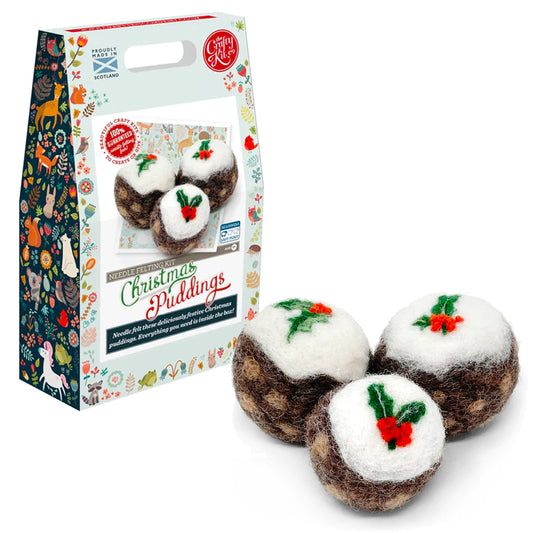 Crafty Kit Company Christmas Puddings Needle Felting Craft Kit NF-244