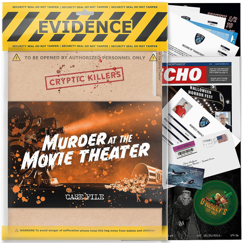 Murder at the Movie Theater - Murder Mystery Case File from Cryptic Killers