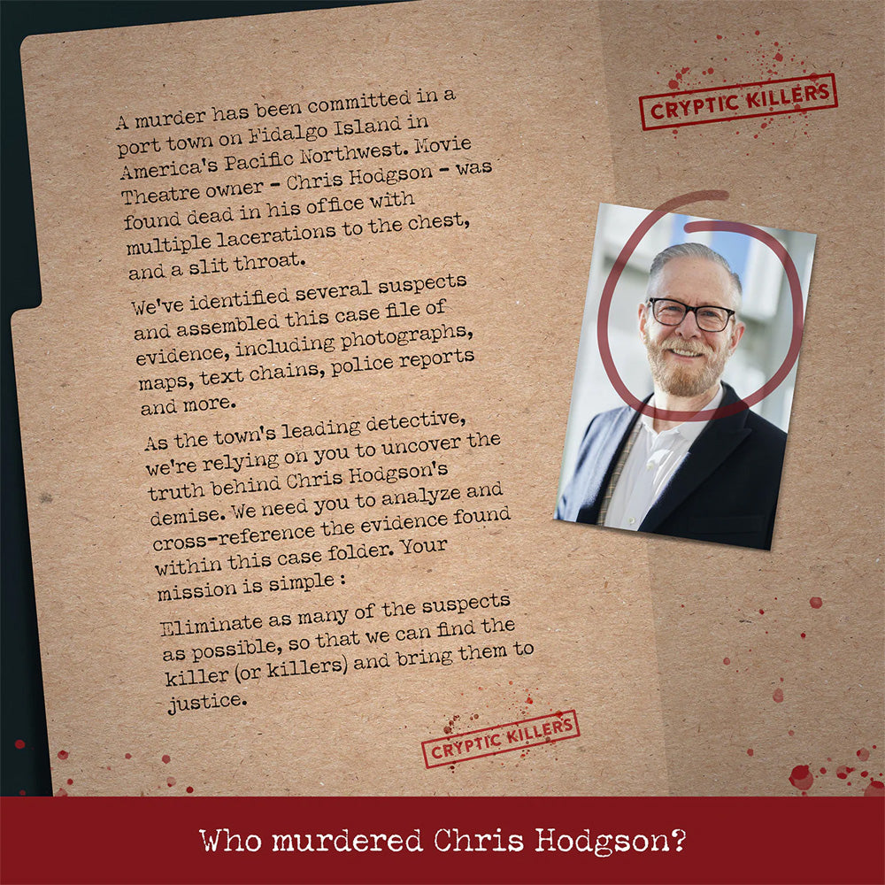 Murder at the Movie Theater - Murder Mystery Case File from Cryptic Killers