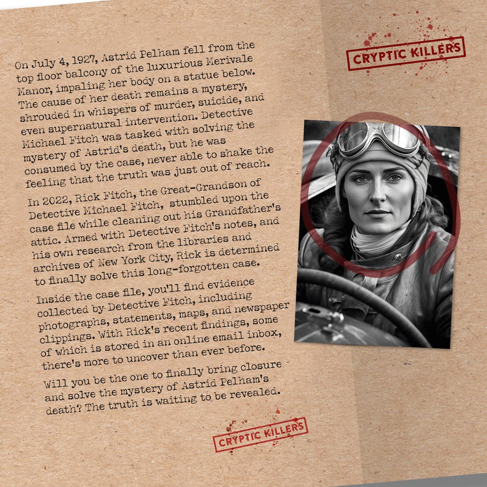 Murder at Merivale Manor - Murder Mystery Case File from Cryptic Killers