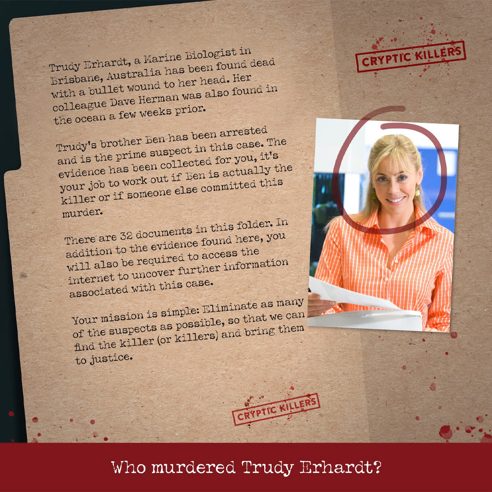 Murder of a Marine Biologist - Murder Mystery Case File from Cryptic Killers