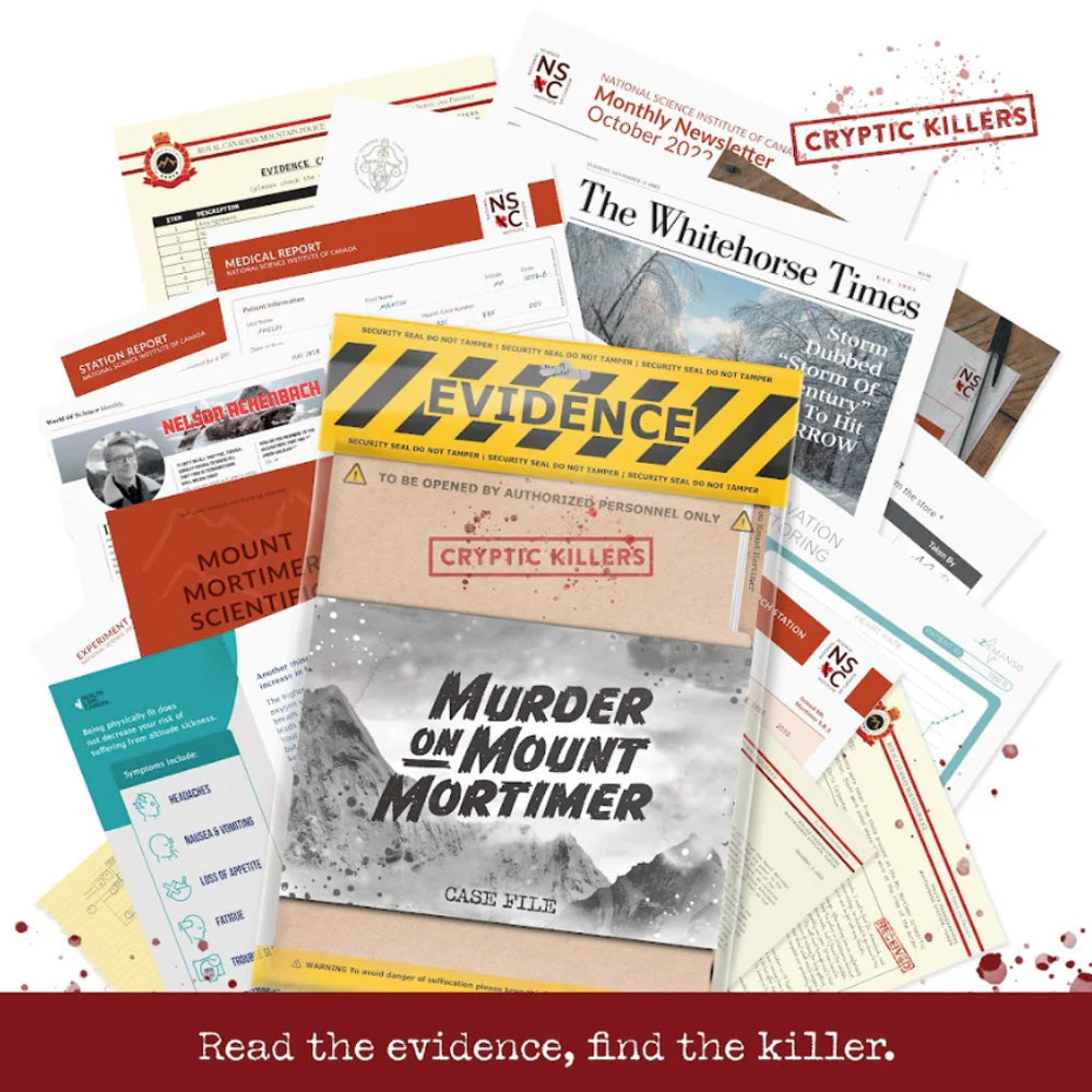 Murder on Mount Mortimer - Murder Mystery Case File from Cryptic Killers
