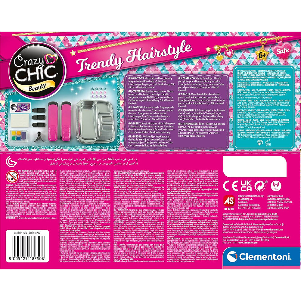 Clementoni Crazy Chic - Trendy Hairstyles - Colouring Kit (Hair Chalk) Age 6+