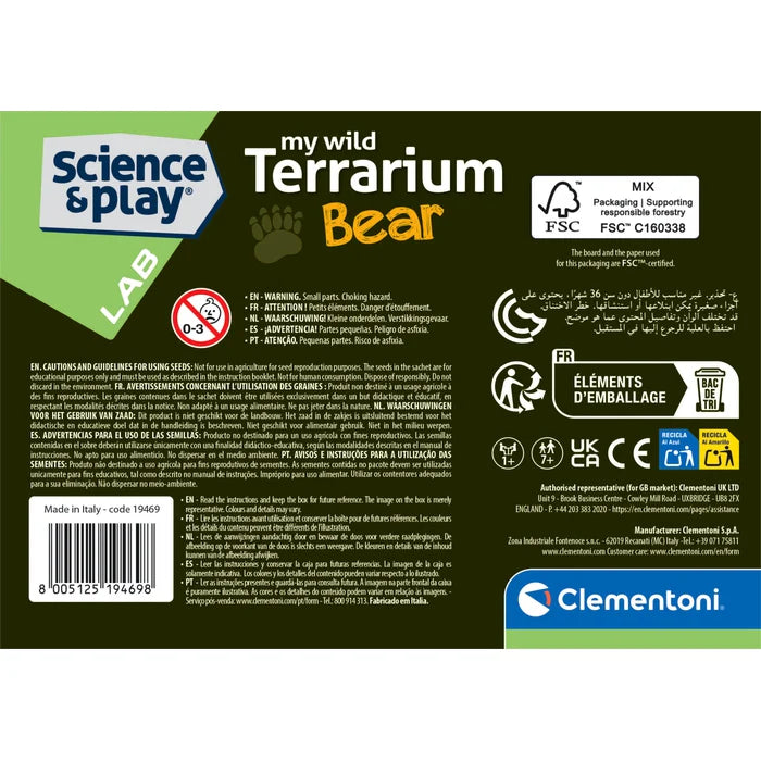 Clementoni Science & Play Lab: My Wild Terrarium - Bear STEM Toy Age 7+