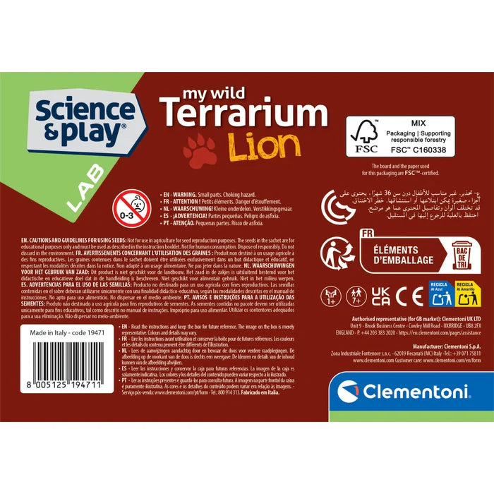 Clementoni Science & Play Lab: My Wild Terrarium - Lion STEM Toy Age 7+
