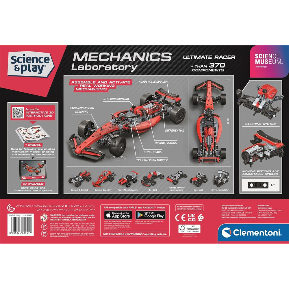 Clementoni Science & Play: Mechanics - Ultimate Racer Car STEM Toy Age 8+