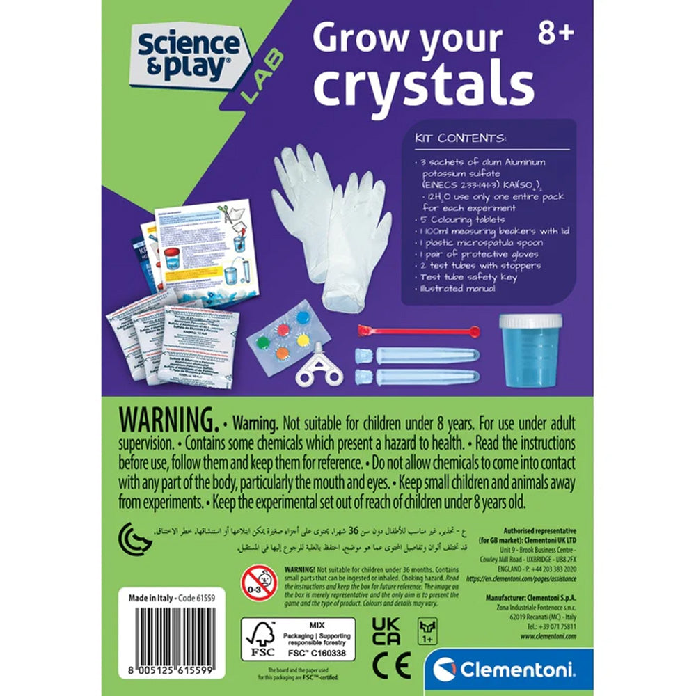 Clementoni Science & Play Lab: Grow Your Own Crystals STEM Set Age 8+
