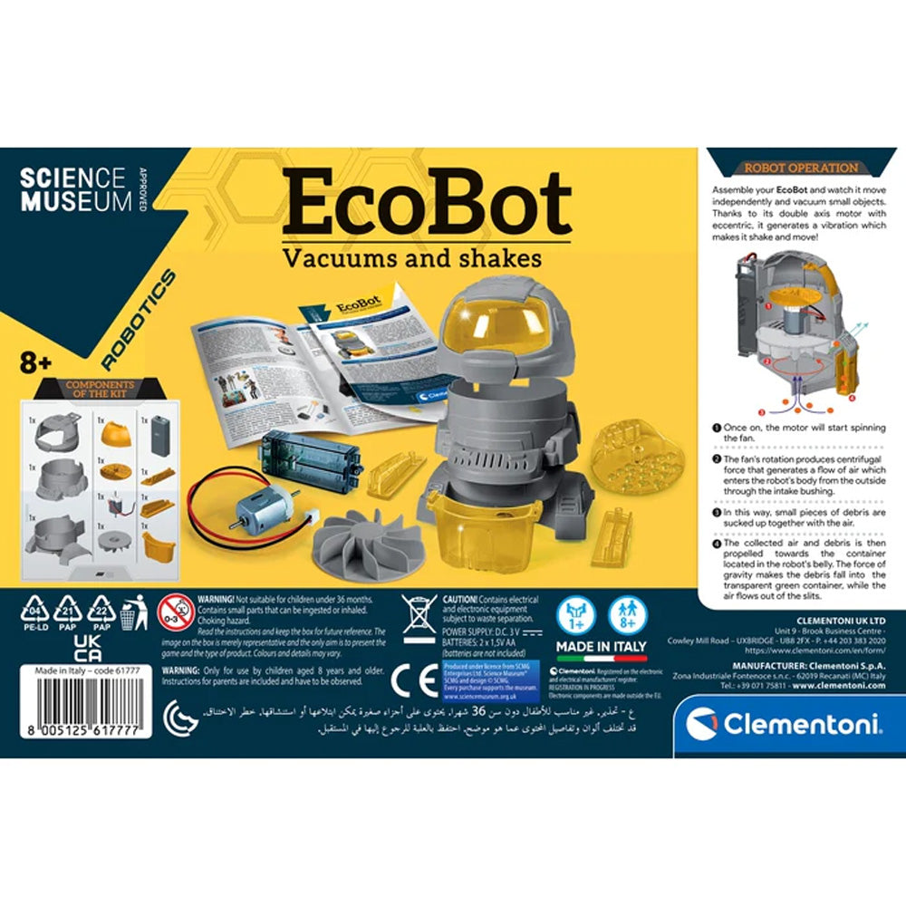 Clementoni Science Museum Robotics: EcoBot Vacuum Robot STEM Toy Age 8+