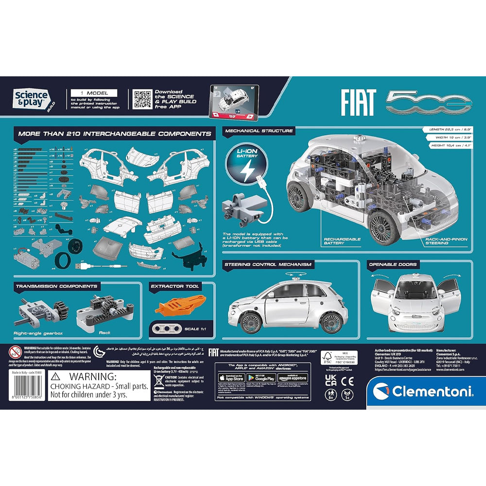 Clementoni Mechanics - Fiat 500 Electric STEM Toy