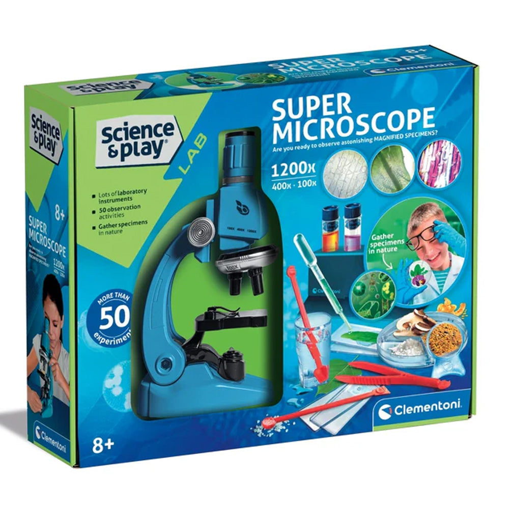 Clementoni Science & Play Lab: Super Microscope 1200x STEM Set Age 8+