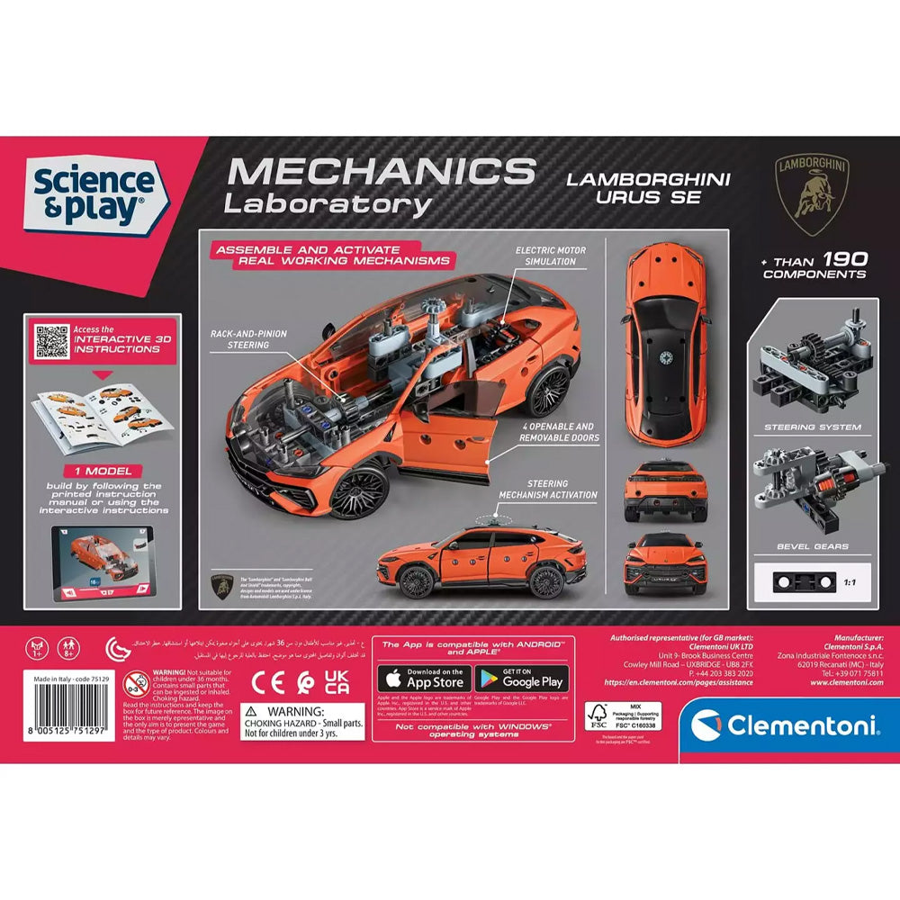 Clementoni Science & Play Build: Mechanics - Lamborghini Urus SE Stem Toy Age 8+