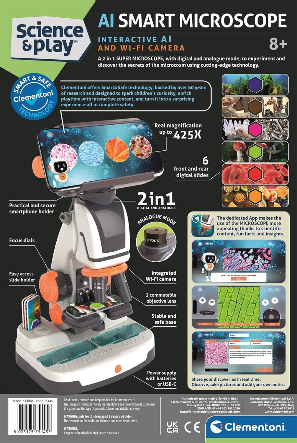 Clementoni Science & Play Lab: Digital Microscope with WiFi STEM Toy Age 8+