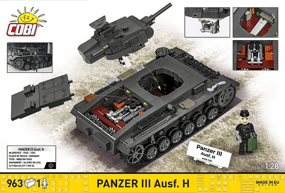 COBI 2672 Panzer III Ausf. H HC WWII 1:28 Brick Model Tank 958pcs