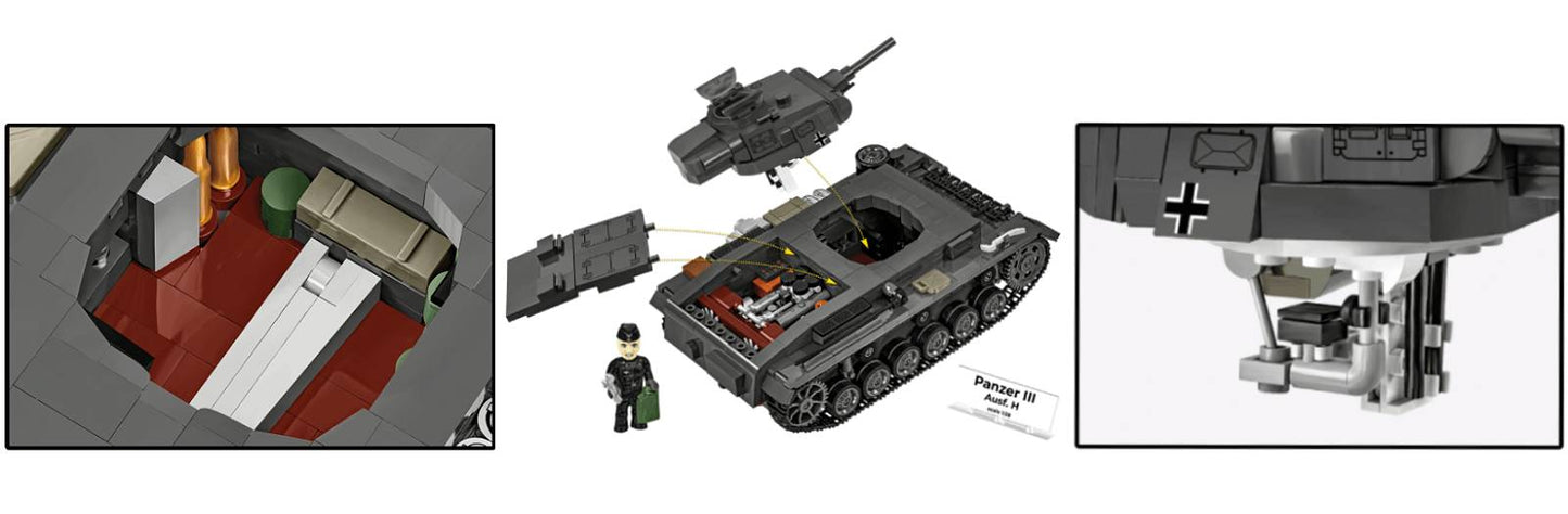 COBI 2672 Panzer III Ausf. H HC WWII 1:28 Brick Model Tank 958pcs