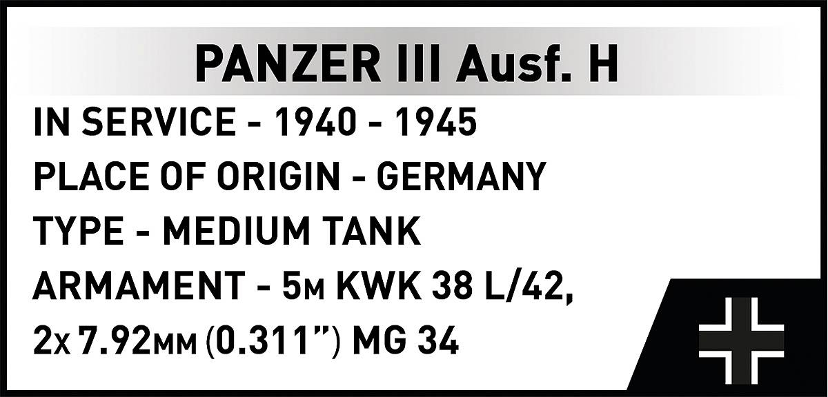 COBI 2672 Panzer III Ausf. H HC WWII 1:28 Brick Model Tank 958pcs