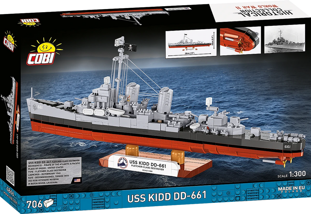 COBI 4866 USS Kidd Fletcher Class Destroyer 1:300 Brick Model 700pcs