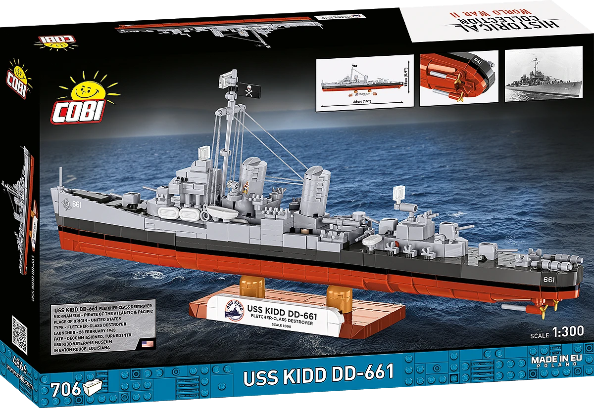 COBI 4866 USS Kidd Fletcher Class Destroyer 1:300 Brick Model 700pcs