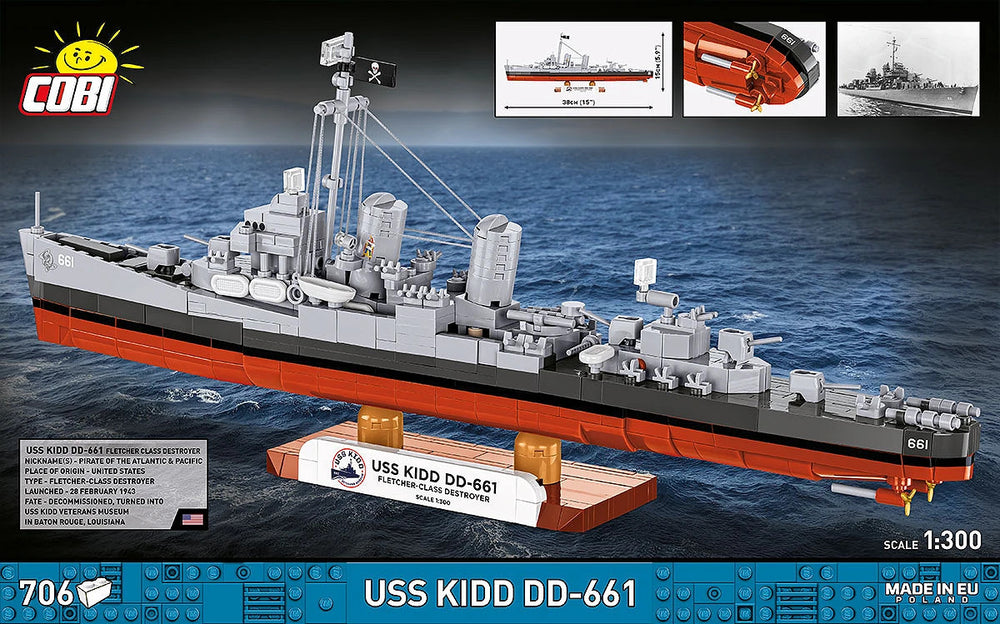 COBI 4866 USS Kidd Fletcher Class Destroyer 1:300 Brick Model 700pcs