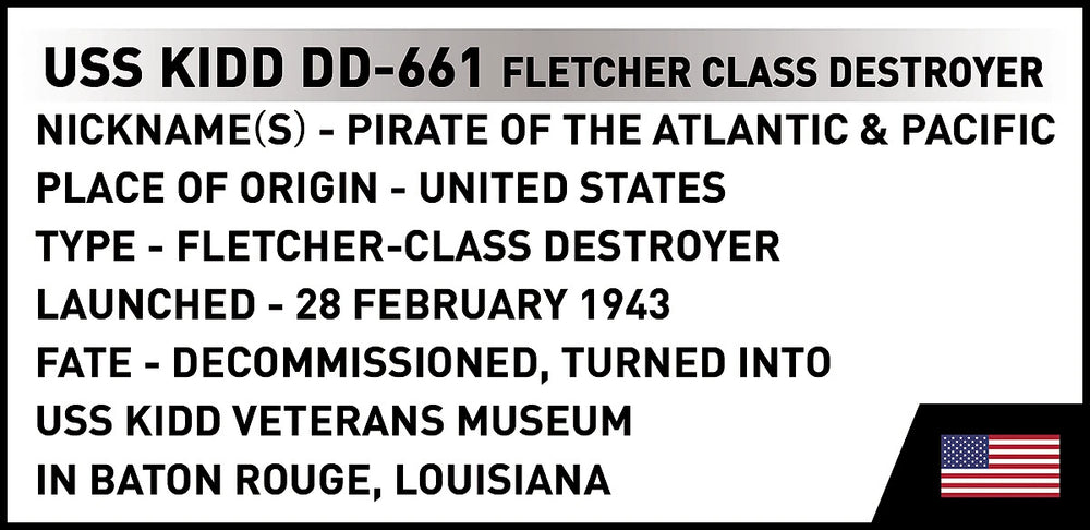 COBI 4866 USS Kidd Fletcher Class Destroyer 1:300 Brick Model 700pcs