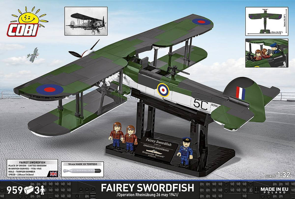 COBI 5769 Fairey Swordfish Executive Edition HC WWII 1:32 Brick Plane Kit 960pcs