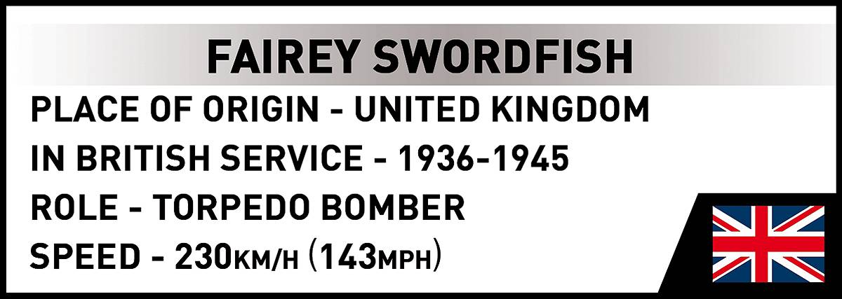 COBI 5769 Fairey Swordfish Executive Edition HC WWII 1:32 Brick Plane Kit 960pcs