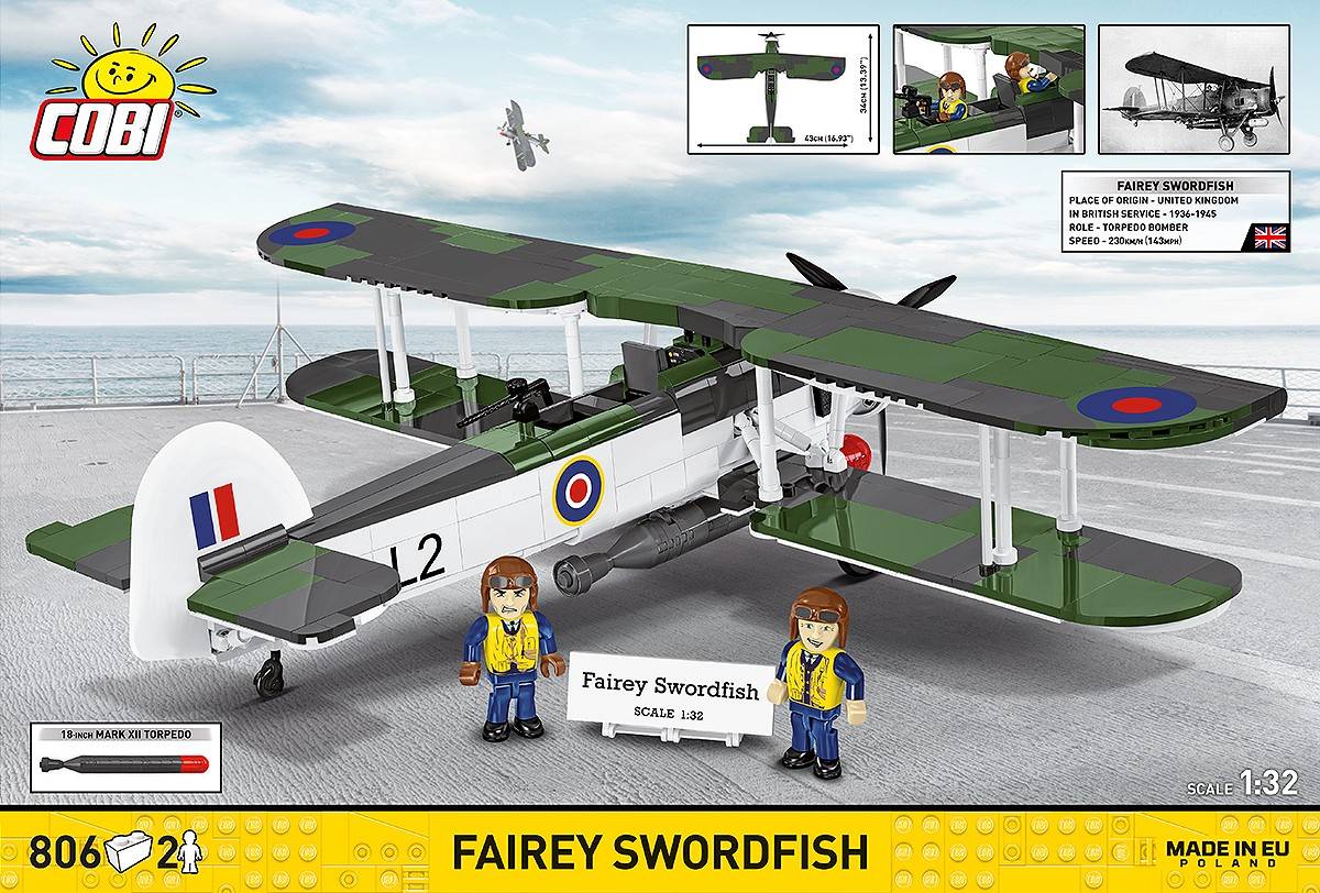 COBI 5770 Fairey Swordfish HC WWII 1:32 Brick Model Plane Kit 809pcs