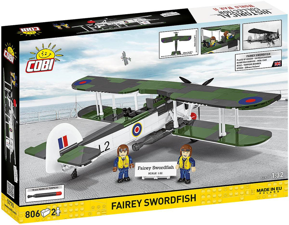 COBI 5770 Fairey Swordfish HC WWII 1:32 Brick Model Plane Kit 809pcs