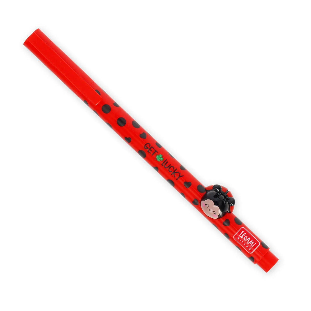 Legami Lovely Friends Gel Pen with 'Get Lucky' Ladybird/Ladybug Charm