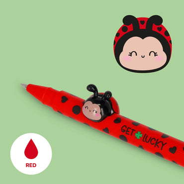 Legami Lovely Friends Gel Pen with 'Get Lucky' Ladybird/Ladybug Charm
