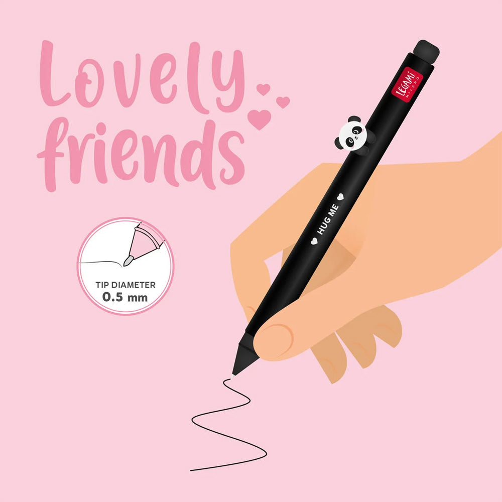 Legami Lovely Friends Gel Pen with "Hug Me" Panda Charm