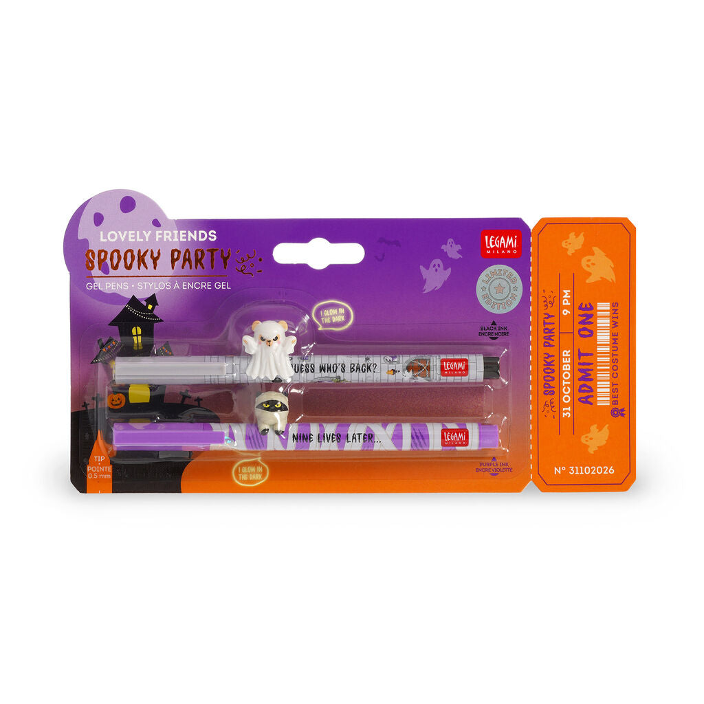 Legami Halloween 26 - Spooky Party - Glow in the Dark Gel Pens - Set of 2