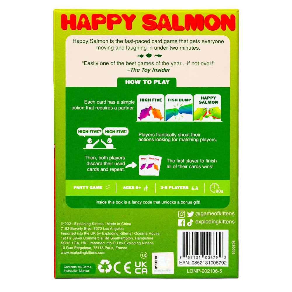 Happy Salmon - Family Card Game - Exploding Kittens Edition 3-8 Players Age 6+