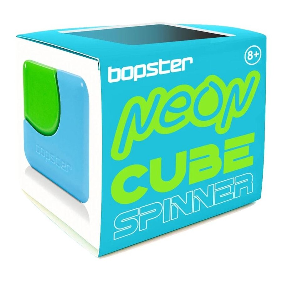 Bopster Cube Spinning Fidget Toy - Neon Blue Green CSN01
